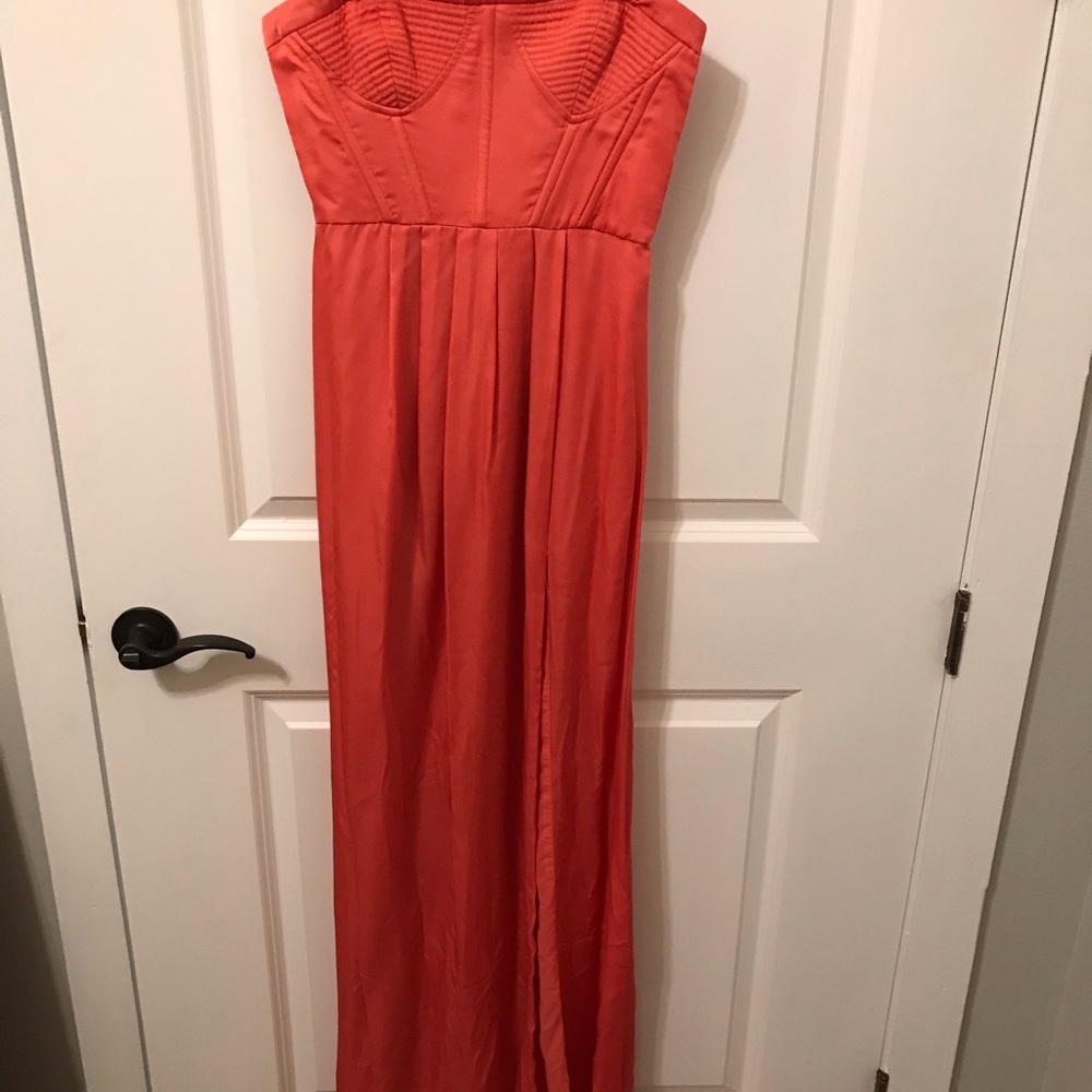 Dark orange satin formal gown